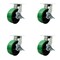 Service Caster 8'' Heavy Duty Green Poly on Cast Iron Swivel Caster Set with Brakes, 4PK CRAN-SCC-KP92S830-PUR-GB-SLB-4 - alternate 1